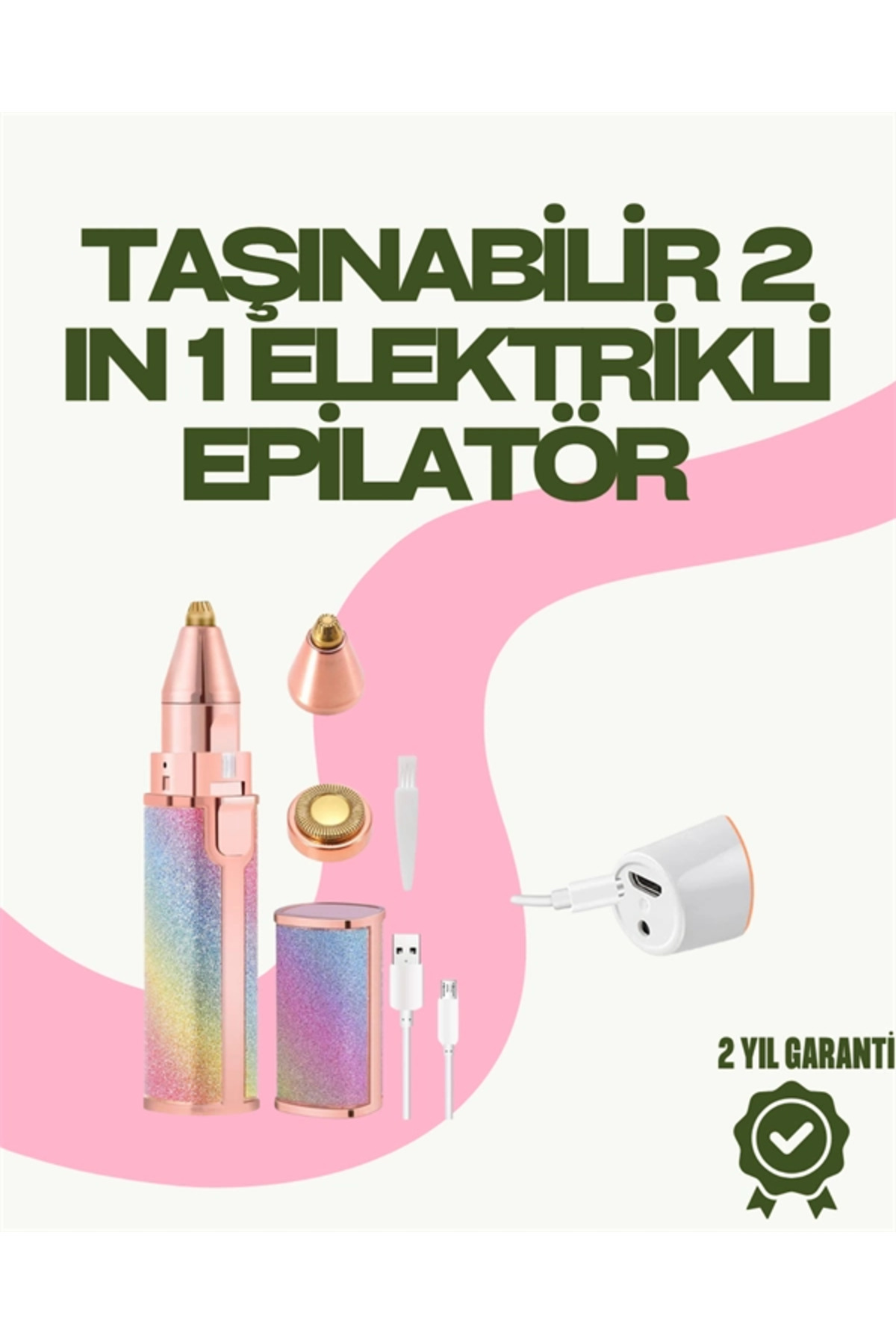 8000 RPM Taşınabilir Epilatör – Kaş Düzeltici ve Dudak Epilatörlü Pille Çalışan