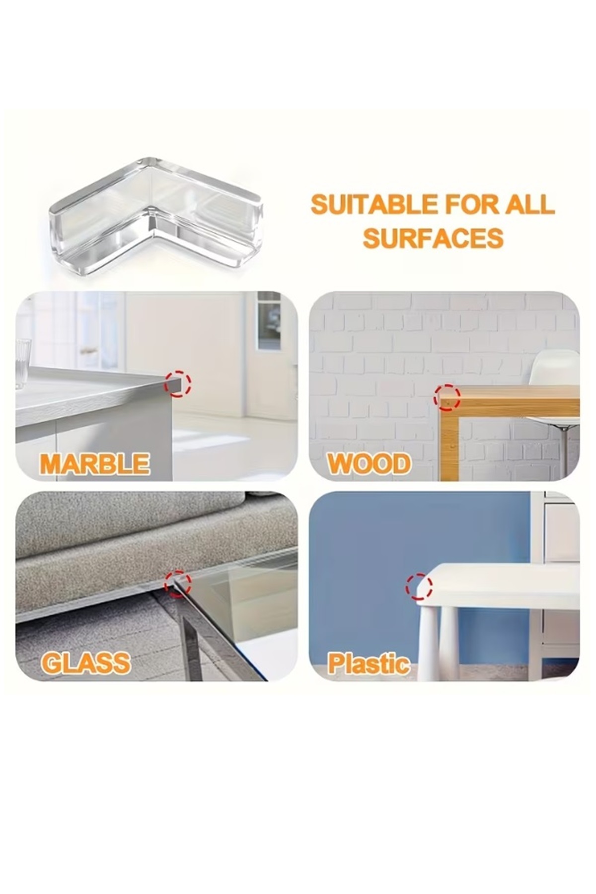 İndirimKap 8 Adet Silikon Şeffaf Masa Kenarı Koruma Aparatı Köşe Koruyucu fotoğrafı 4 (önizleme)