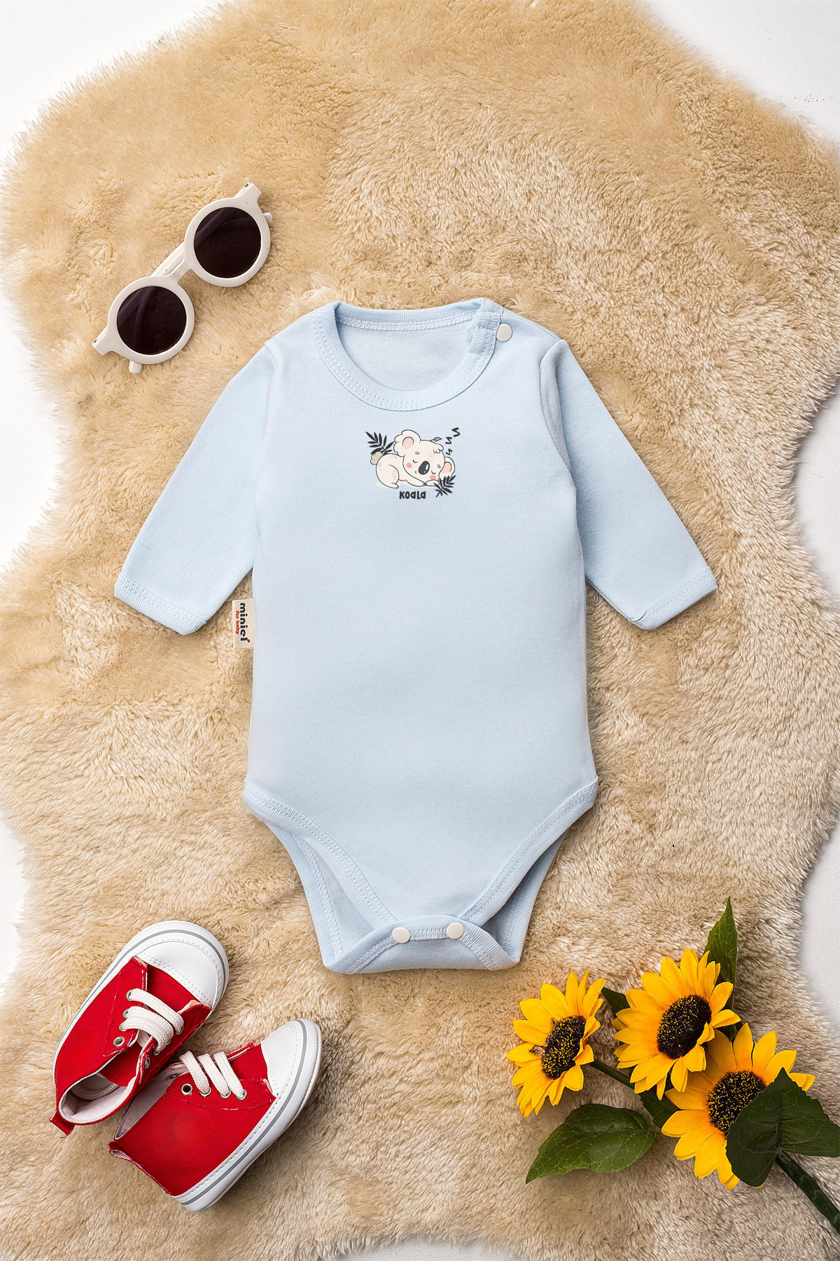 Miniel Unisex %100 Organik Pamuklu Random Baskılı 3-6-9-12 Ay 6Lı Uzun Kollu Bebek Body Zıbın fotoğrafı 3 (önizleme)