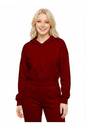 LUCKYPORT Spor Eşofman Takımı Crop Kısa Fermuarlı Takım Kışlık Kalın Kumaşlı ...