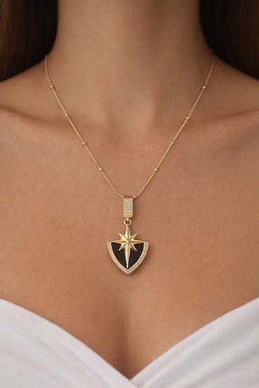 G Lady Kutup Yıldızı Tasarımlı Kararmaz Çelik Kadın Kolye Gold