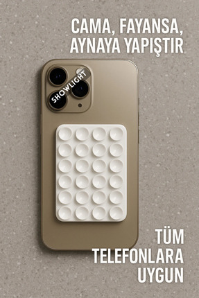 SHOWLIGHT Vakumlu Slikon Vantuz Telefon Tutucu, Cep Telefonu İçin Yapışkanlı ...