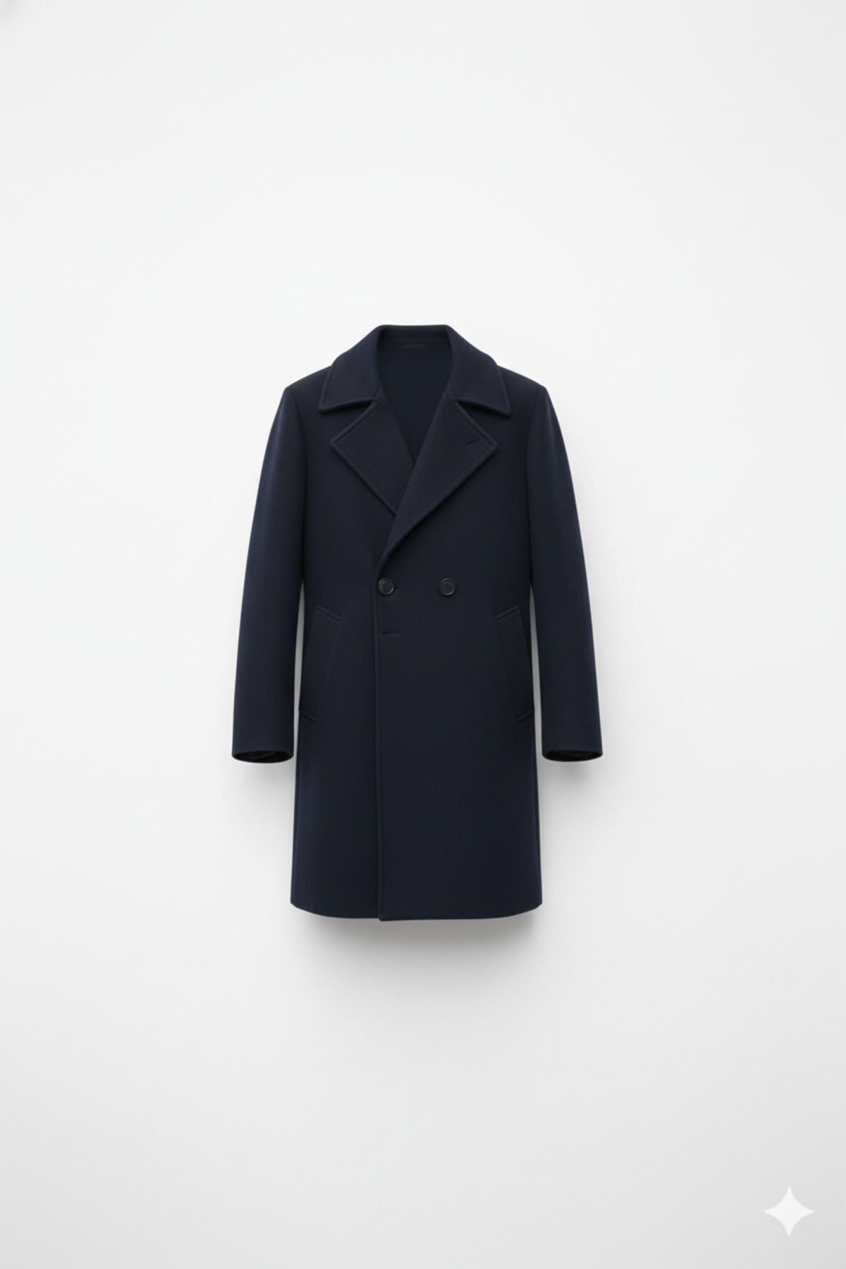 A&O Style Erkek Lacivert Premium Oversize Düğme Detaylı Kruvaze Yaka Düz Kaşe Kaban görsel 2