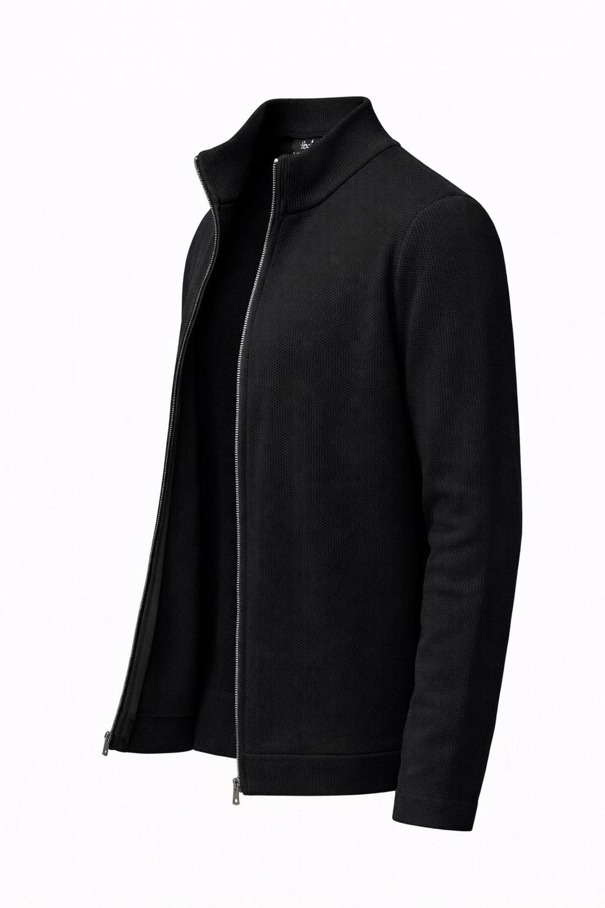 CLASSİCS MEN Turbulance Slim Fit Erkek Tam Fermuarlı Triko Ceket - 7521 görsel 2