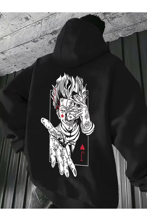 ISTABRAK ERKEK Erkek Oversize Kapüşonlu Sweatshirt Anime Karakter Baskılı Pam...