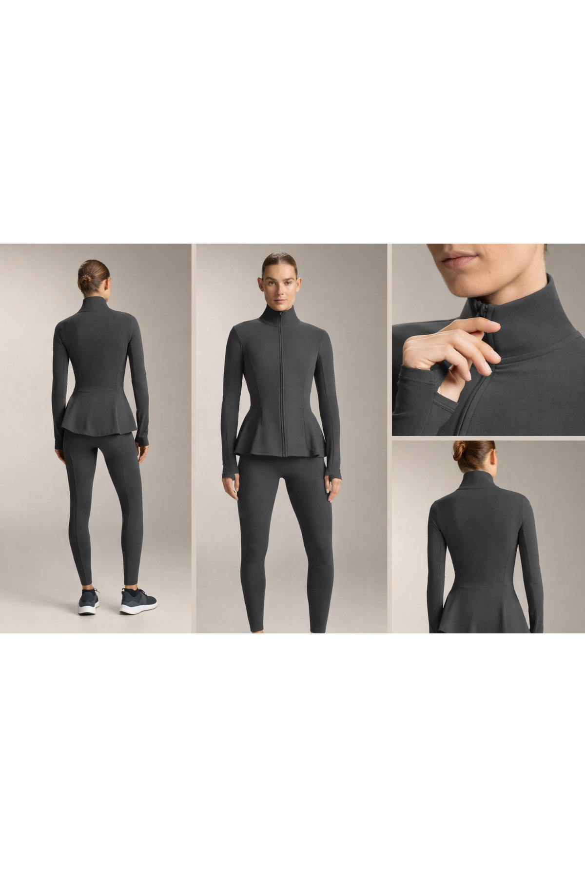Gugus KADIN Light warm running VOLANLI Fermuarlı Yüksek Yaka Spor Ceket, Esnek Activewear görsel 2