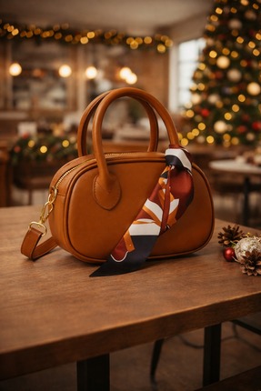 Edia Fular Hediyeli Kadın Çantası / Çapraz Omuz Çantası / El ve Omuz Çantası