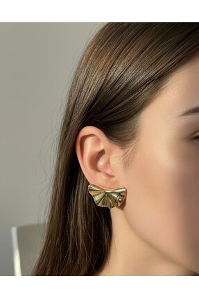 Heyzıl Accessoire Yelpaze Model Altın Kaplama Küpe