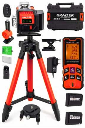 Graizer K12 Köşe Yeşil Çizgi Lazer Terazi 360° Miknatisli Otomatik Hizalama M...