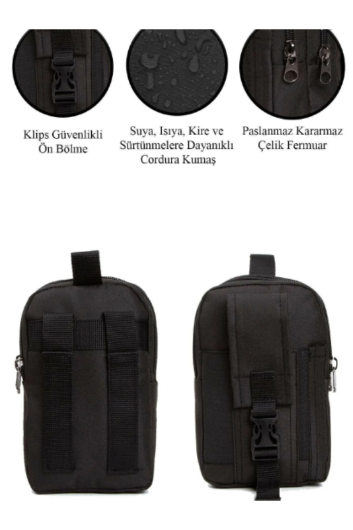 NEWISH POLO ACCESSORIES Siyah Erkek Telefon Bölmeli Taktik Bel Kemer Çanta Seyahet Günlük Çalışma ve Gezi görsel 5
