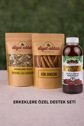 DiyetAktar Premıum Erkeklere Özel Destek Seti – Bitkisel Çay Karışımı + Kök G...