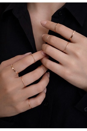 Dropaksesuar 10'lu Eklem Kombin Yüzük Seti Hafif Tasarım