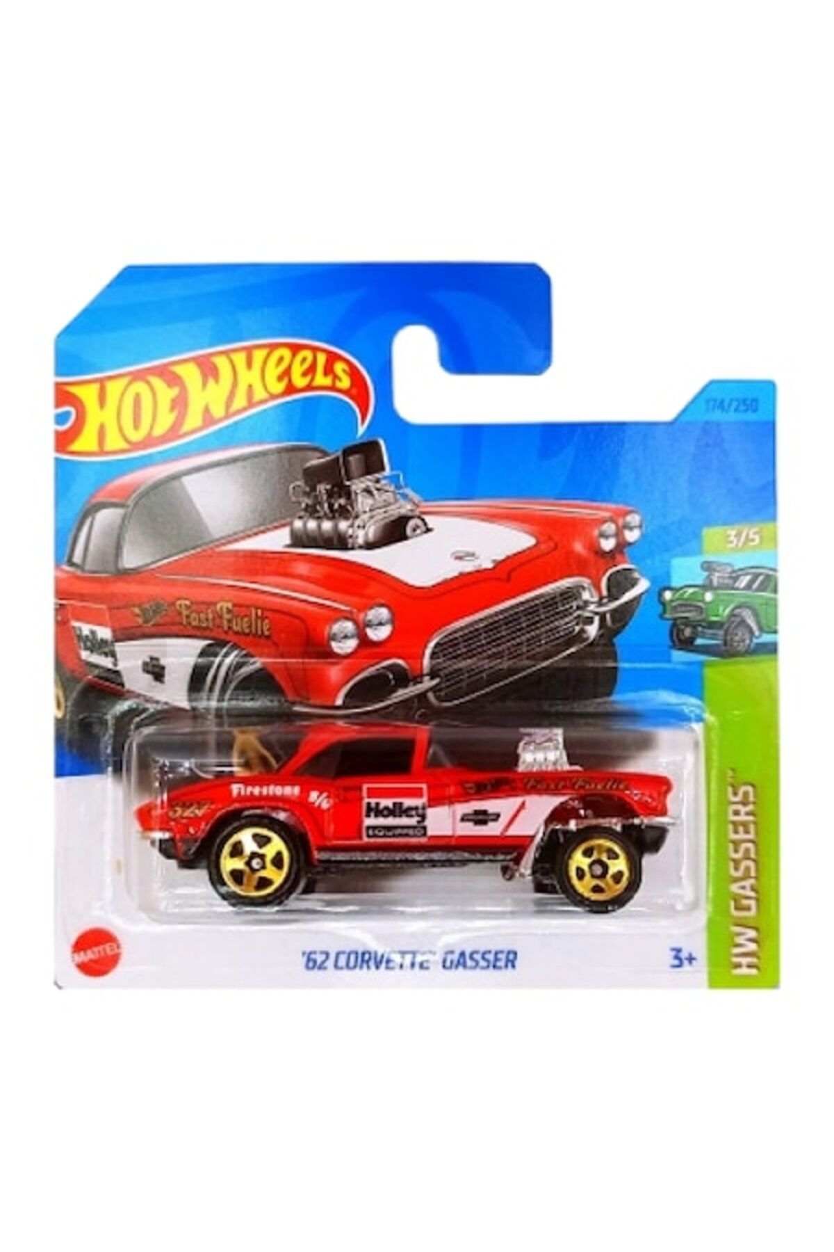 Masinuta Metalica Hot Wheels, 62 Corvette Gasser, Rosu, 1:64