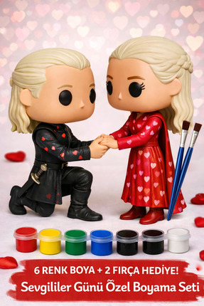 PRİNTELLA Sevgililer Günü Özel Çift Figür Boyama Seti – 2 Figür + 6 Renk Akri...