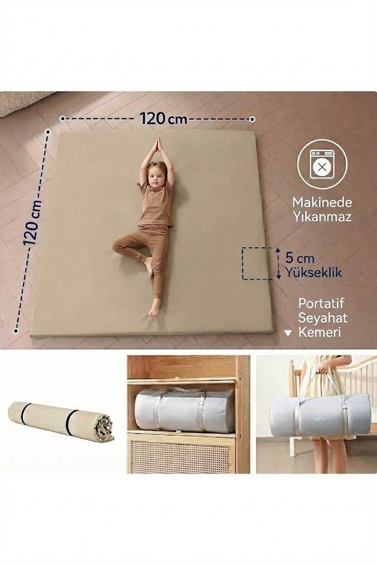 RevuBaby DERİ Çocuk Jimnastik Minderi 120x120x5 Cm DERİ Kumaş Sıvı Geçirmez Kumaş Kaydırmmaz BÜYÜK BOY fotoğrafı 3 (önizleme)