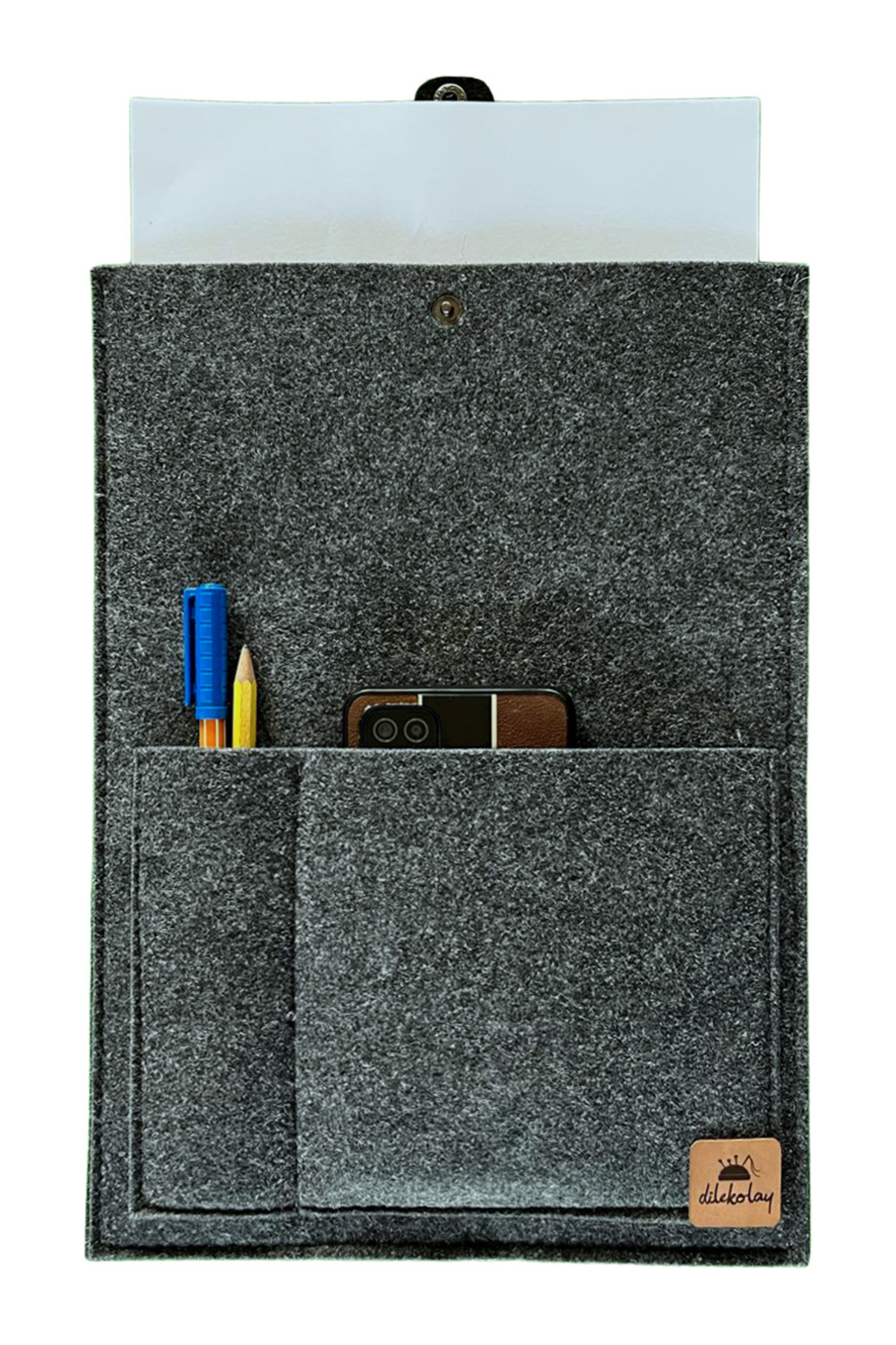 dilekolay  Ofis Asistanı: Cepli Keçe Dosya ve Tablet Çantası – Antrasit Gri (34x24 cm) - Görsel 6