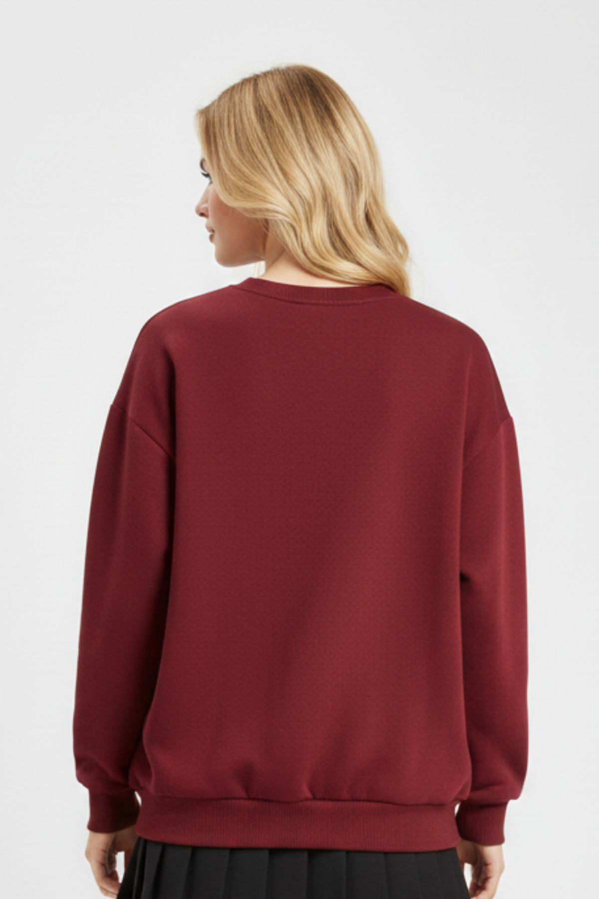 KOZİA OUTDOORS  Baskısız Basic Oversize Bisiklet Yaka Şardonlu Unisex Rahat Kalıp Sweatshirt - Görsel 5