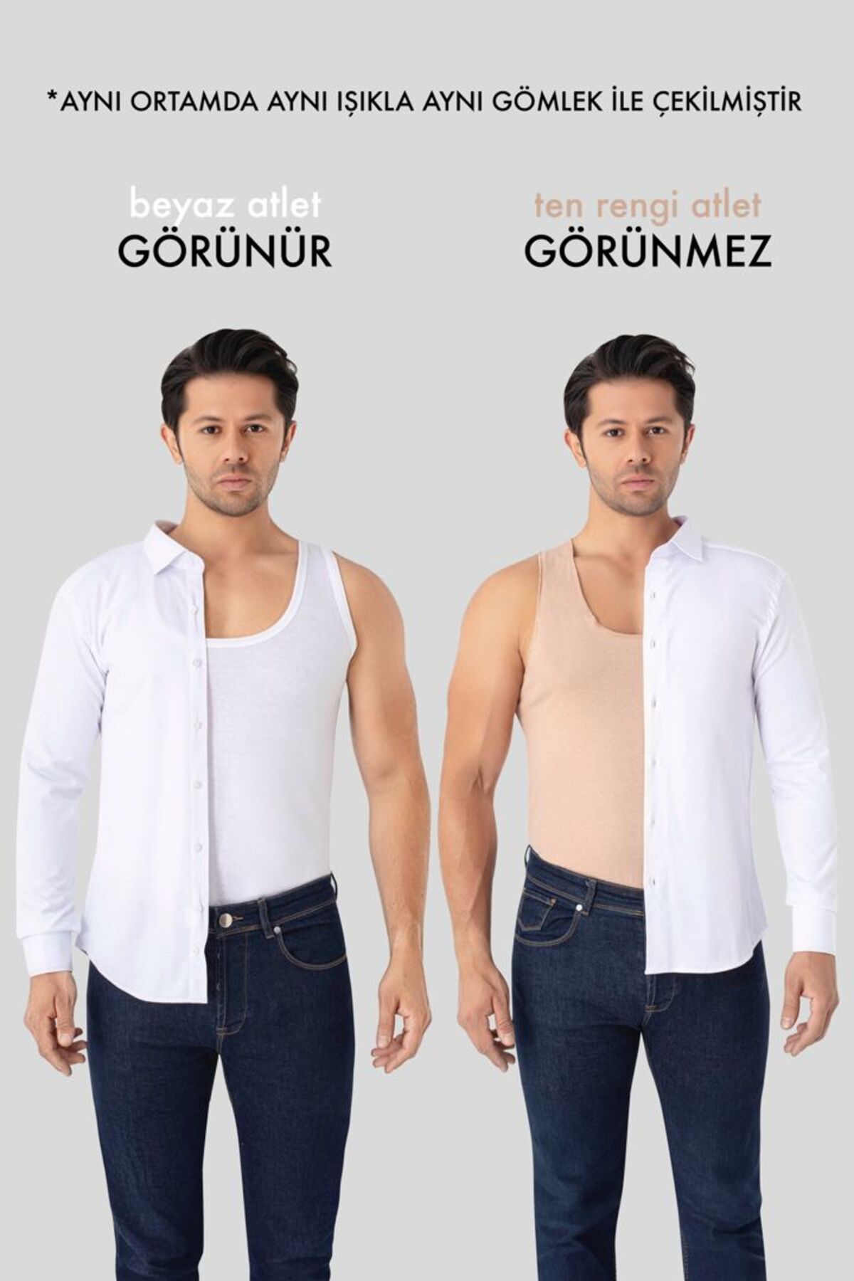 TEKKAPLAN Erkek Görünmez Atlet Ten Rengi Atlet Hayalet Atlet Premium Atlet | Pamuklu-Ten-Görünmez-Askılı görsel 5