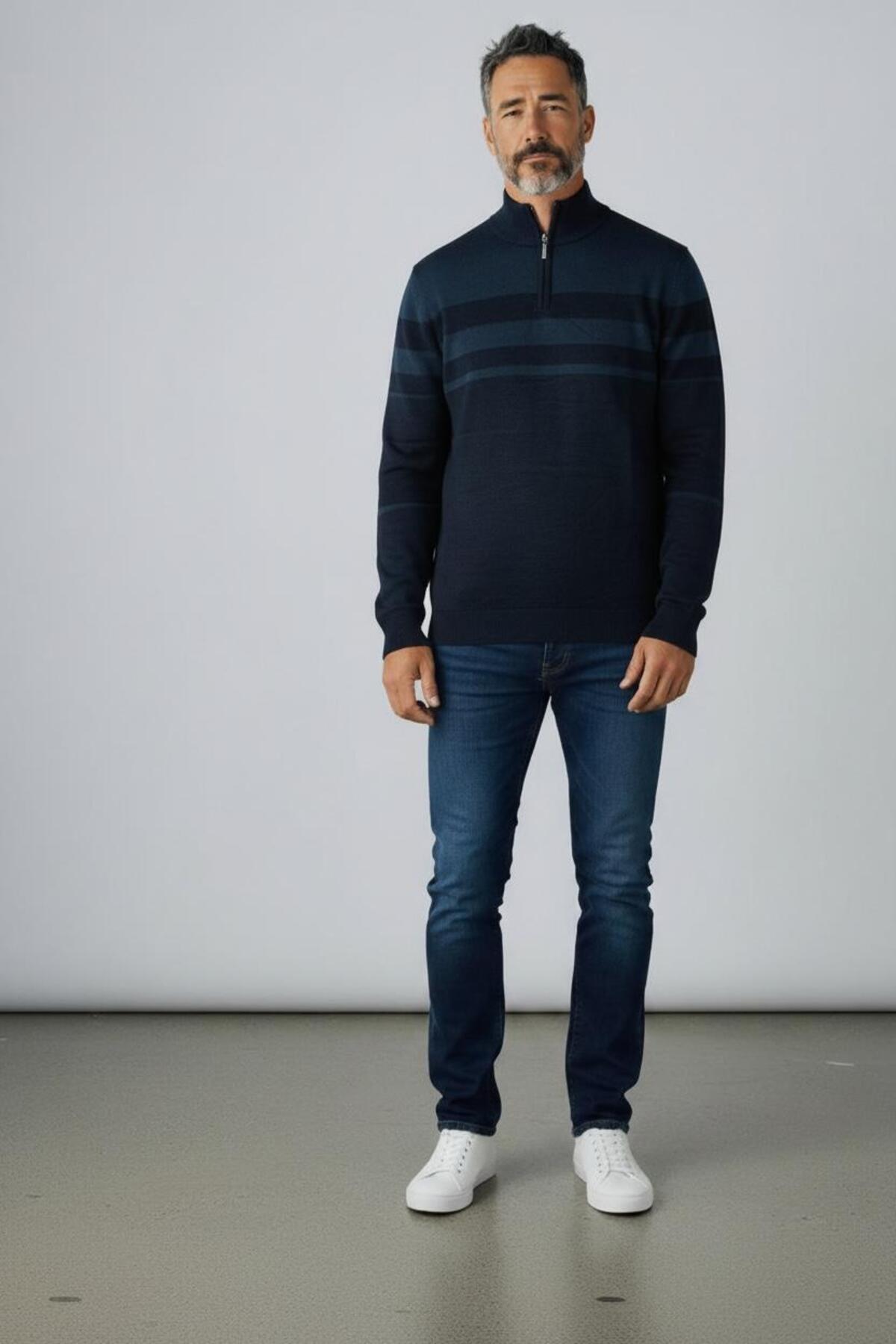 Butik Battal Büyük Beden Yün Kaliteli Triko Polo Yaka Kazak görsel 2