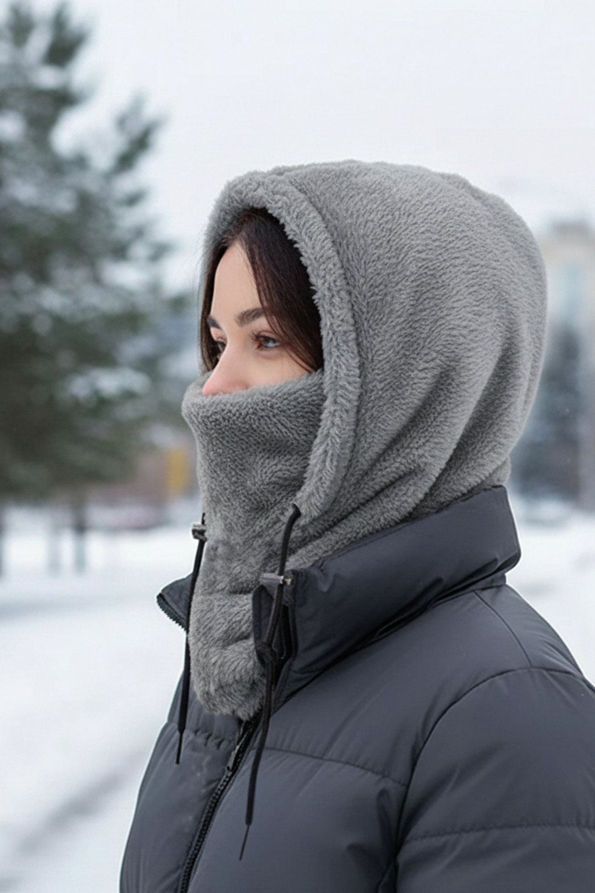 Wig Hooded Plush Plush Women Beanie Scarf Women t Fleece Neck Collar Shawl Windproof Hat