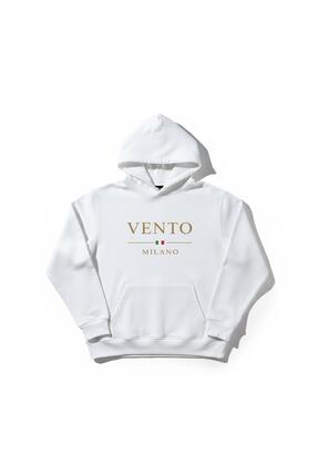 Vento Milano Milano Tasarım Baskılı Kapüşonlu Pamuklu Oversize Sweatshirt