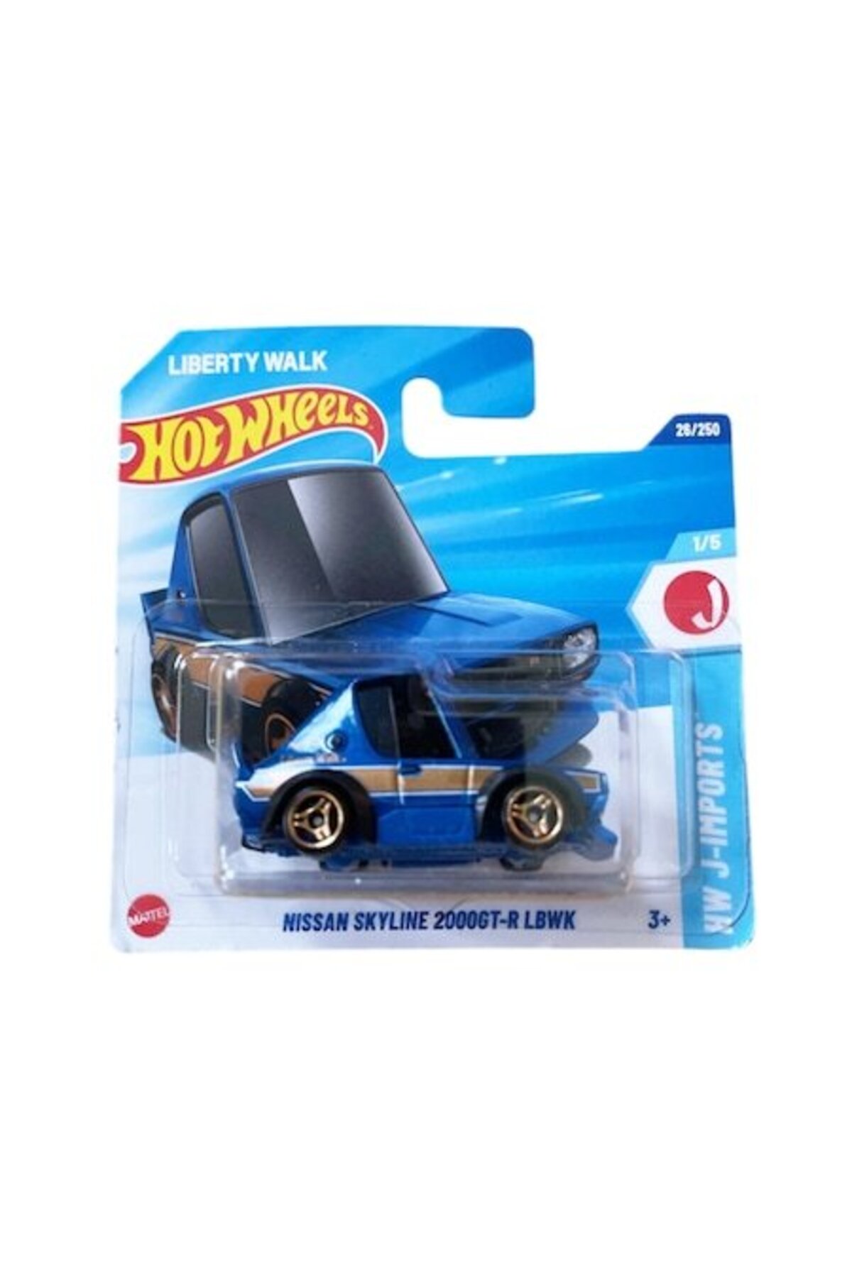 Masinuta Nissan Skyline 2000GT-R LBWK, albastru, scara 1:64 - model 2025