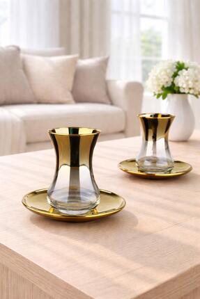 rova tr Simge Serisi Cam Titanyum Kaplama 6 Kişilik Çay Bardağı Seti - Modern...