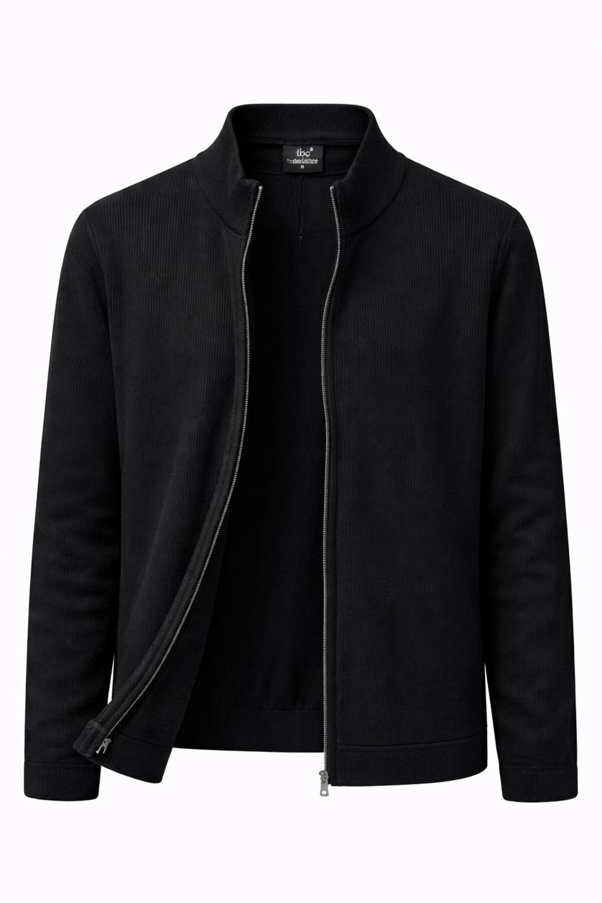 CLASSİCS MEN Turbulance Slim Fit Erkek Tam Fermuarlı Triko Ceket - 7521