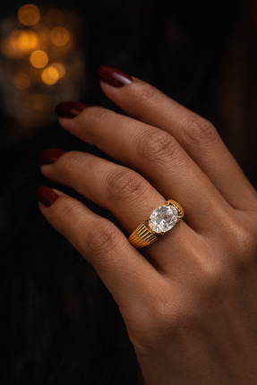 HoneyMoney Valéria Oval Taş Açık Form Yüzük