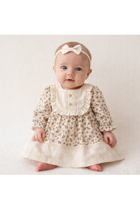 Lumia Baby 6-24 AY PAPATYA DESENLİ KIZ ELBİSE