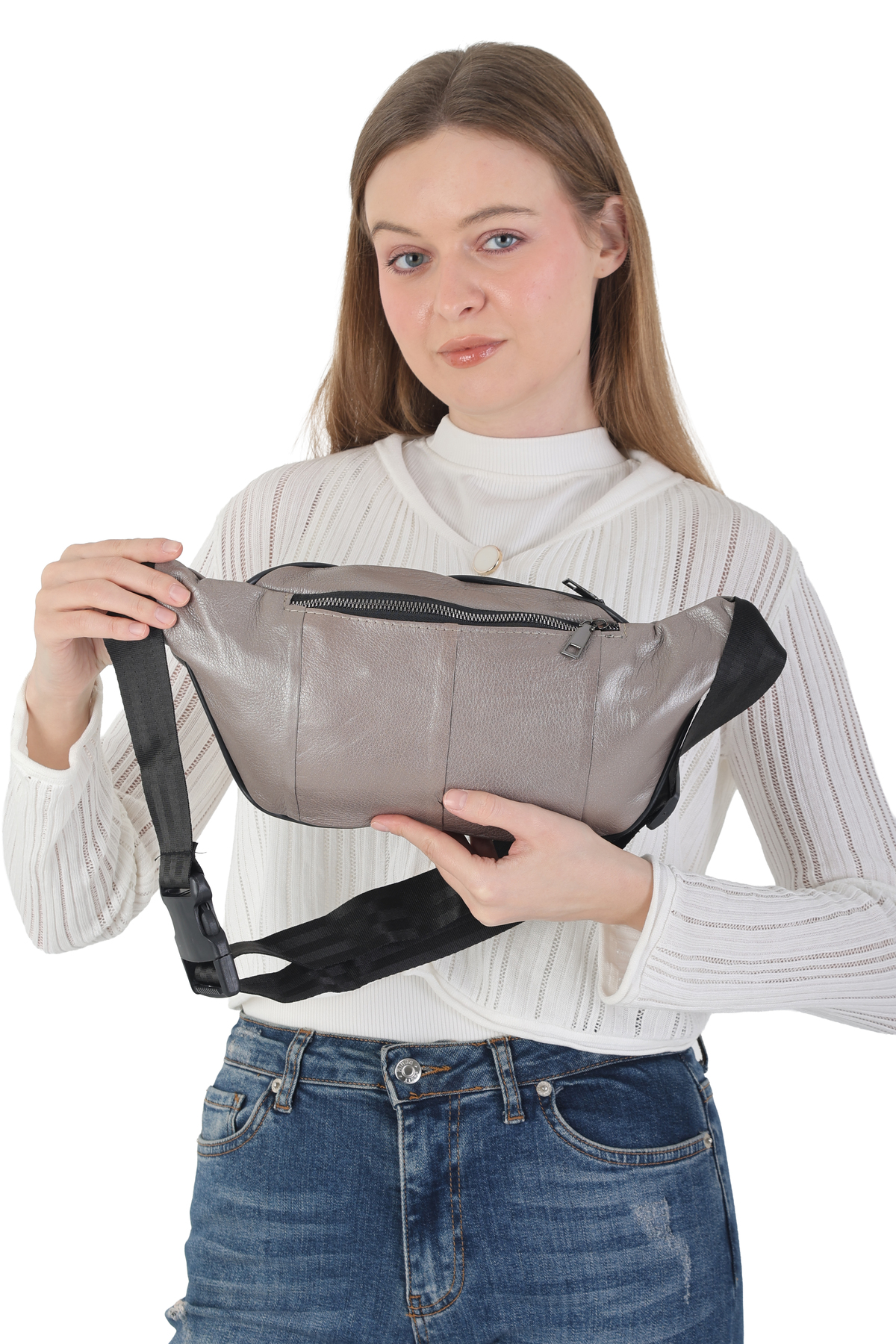 NahitaTyana Unisex Çok Cepli Hakiki Deri Freebag Bel Çantası Ve Omuz Çantası görsel 6