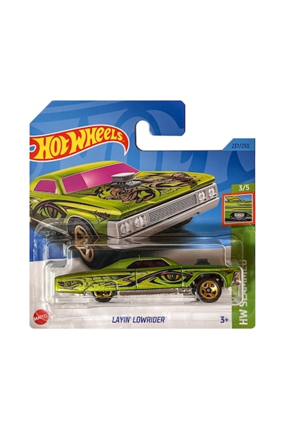 Masinuta metalica Hot Wheels, Layin' Lowrider, 1:64, Verde