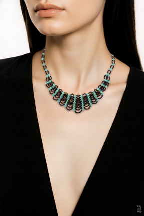 Her Touch Özel Tasarım El Yapımı Kristal ve Boncuk Detayli Kadın Kolyesi - 40cm