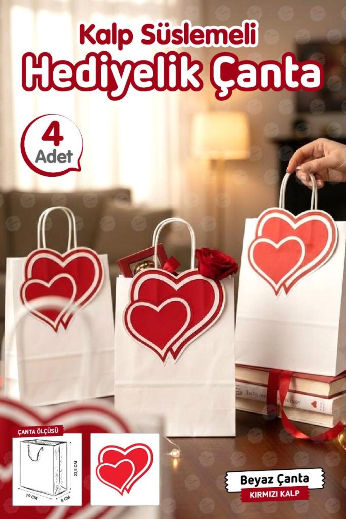 t tuğset etiket Burgu Saplı Karton Kalpli Çanta 4 Adet Hediye Paketi Çanta Poşet Sevgililer Günü Doğum Günü-T1544 fotoğrafı 3 (önizleme)