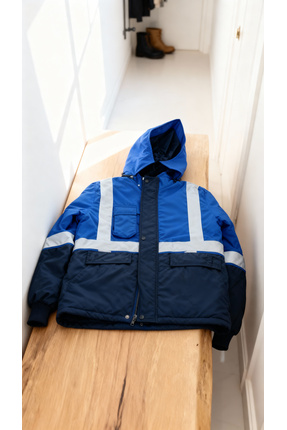 BİRMONT Reflektörlü Erkek İş Montu Kapüşonlu Bonding Kumaş 150 Gr Kapitoneli ...