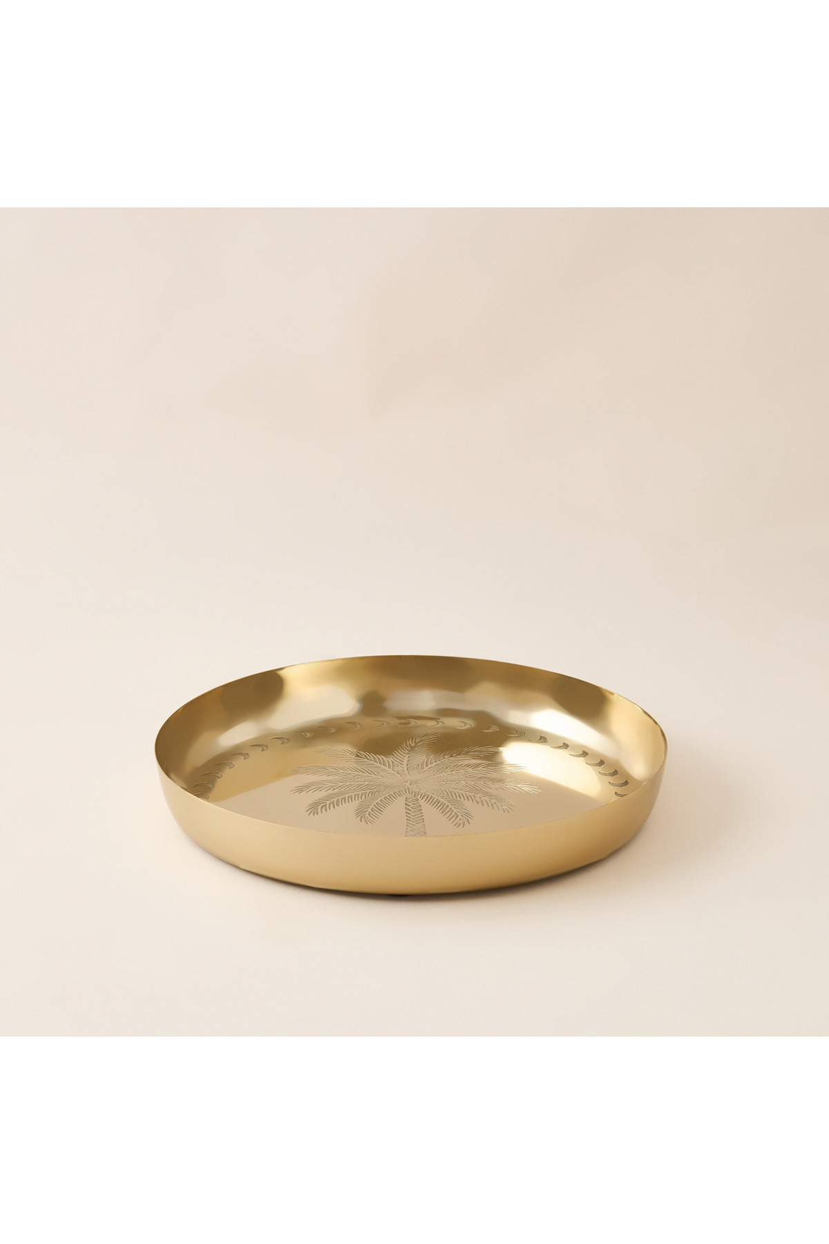 Lifestyle Palm Tree Engraved Metal Decorative Bowl - 30x30 cms