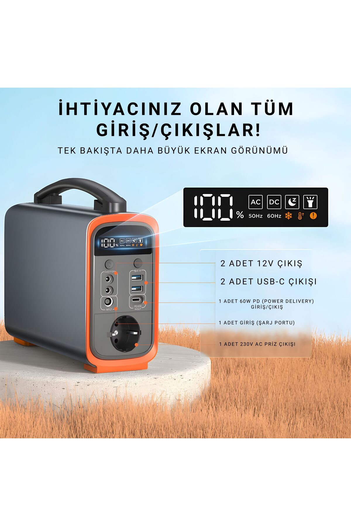 Cepini ® GT200 Taşınabilir Güç İstasyonu | 75000 mAh, 60W PD, 230V