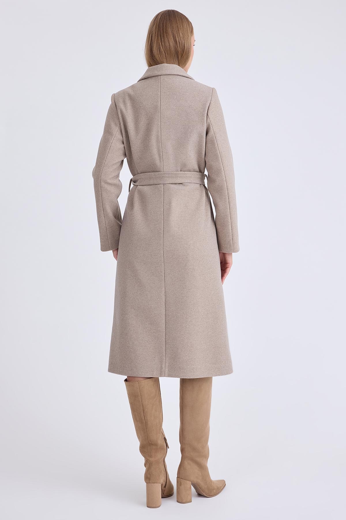 Vitrin  Ceket Yaka Kuşaklı Kaşe Kaban - Görsel 6