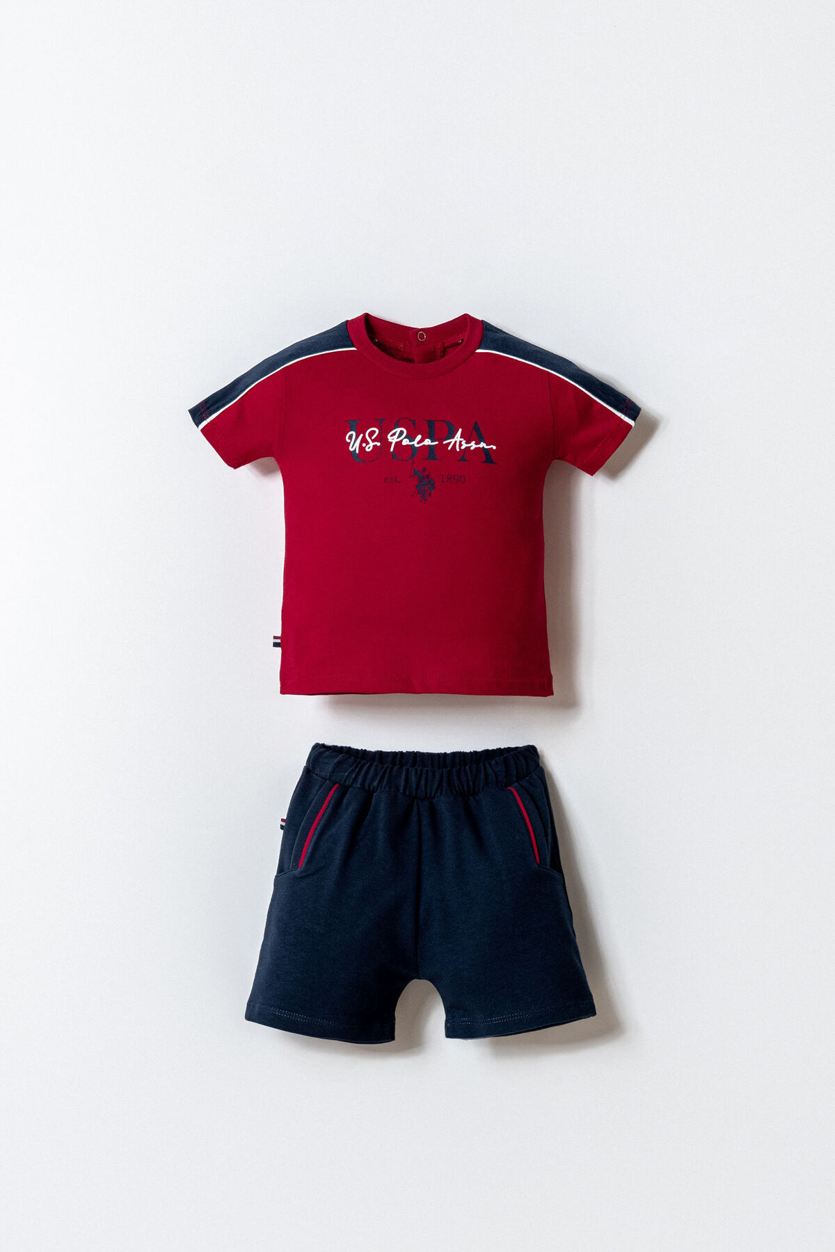 U.S. Polo Assn. Baby Boy Red Shorts Set