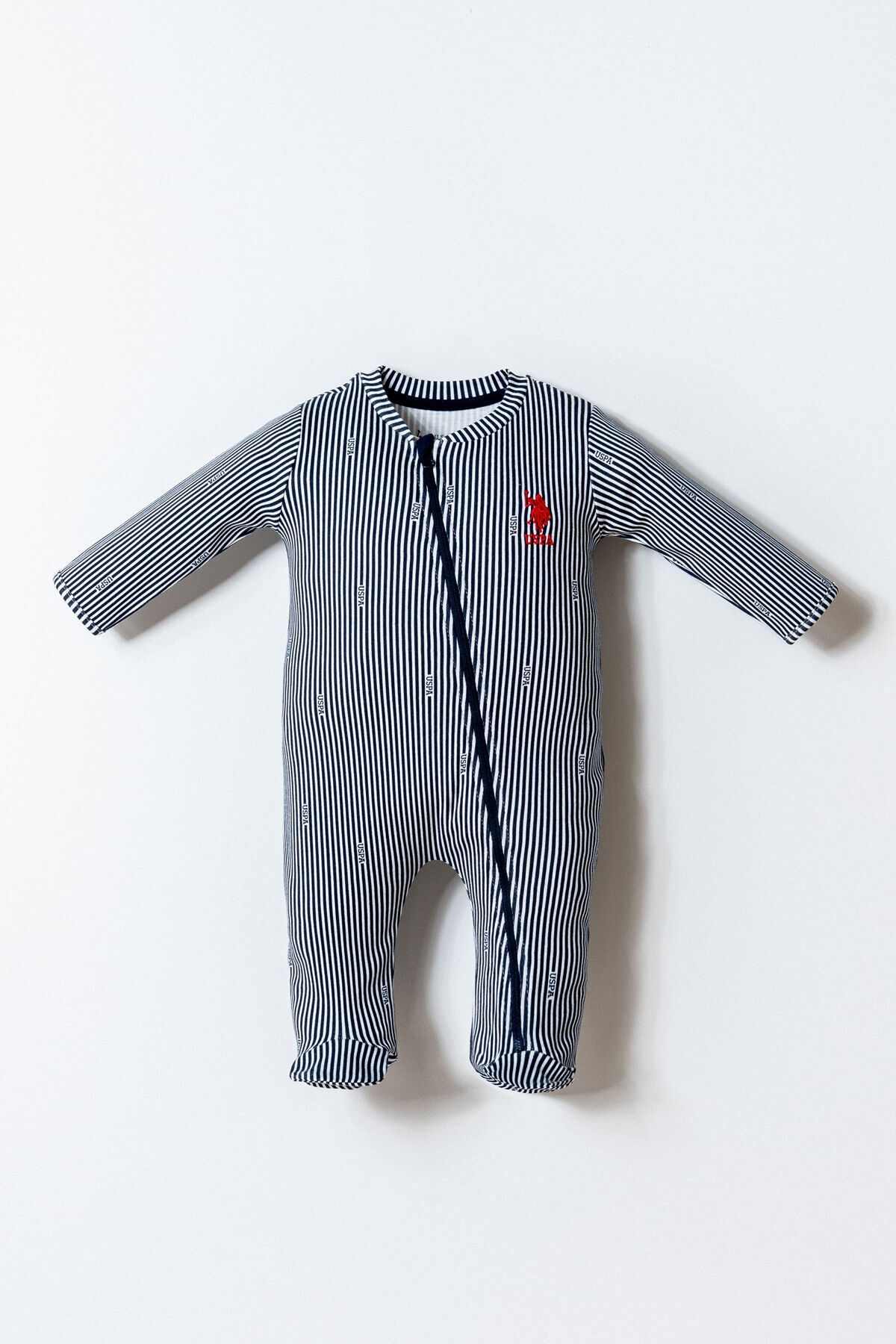 U.S. Polo Assn. Baby Boy Shirt Collar Embroidered Summer Regular Fit Navy Blue Overalls Usb2862-C-V1
