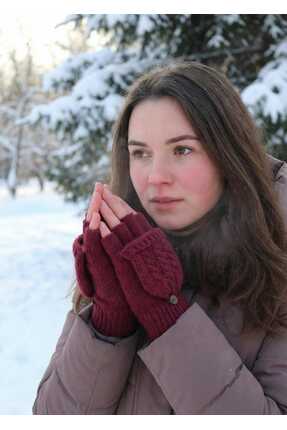 LAGRANZE Kadın Kış Dostu Kapaklı Yün Eldiven