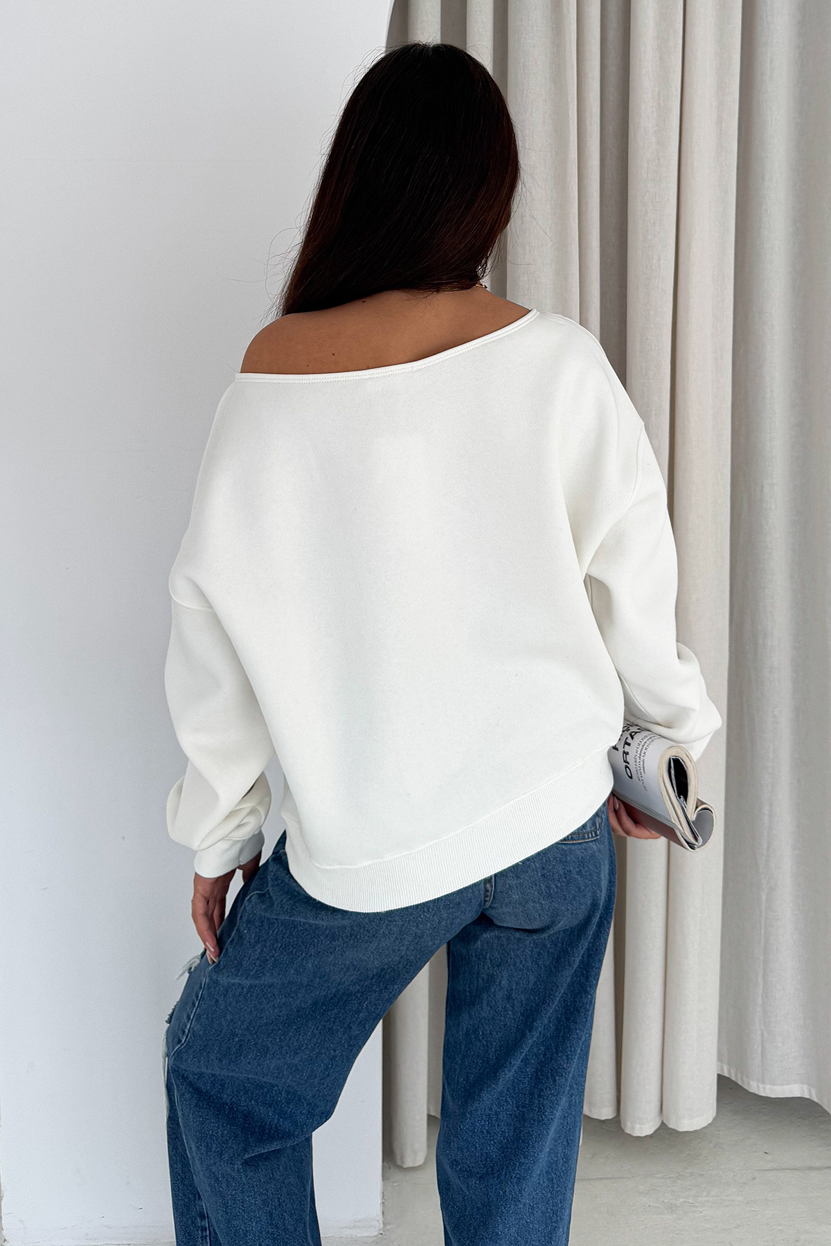 Noa Noa  Kadın Omuz Detaylı Polar Sweatshirt – Rahat & Feminen Stil - Görsel 7