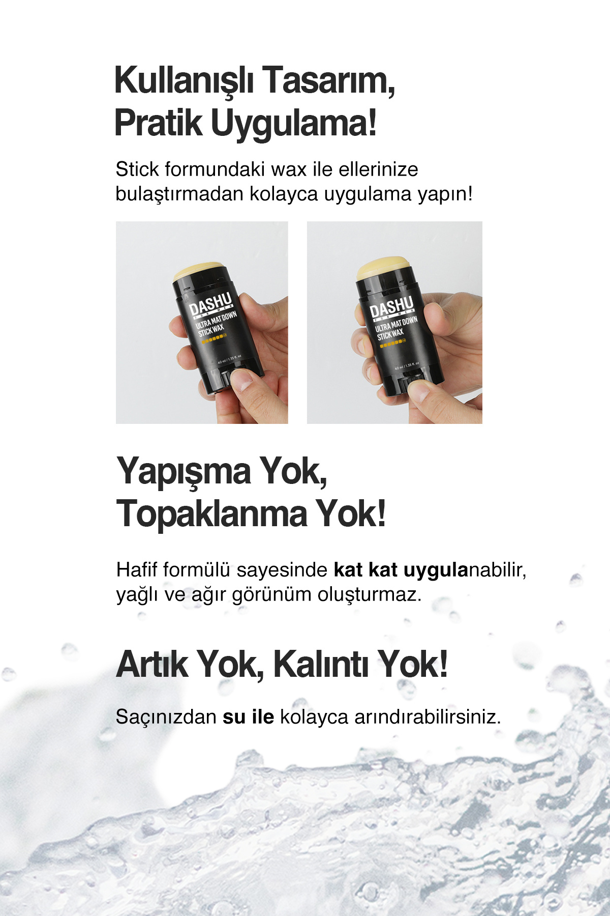Pratik, Ultra Güçlü Kalıntı Bırakmayan Mat Stick Wax For Men Premium Ultra Mat Down Stick Wax — 8706 — تصویر 5 از 9