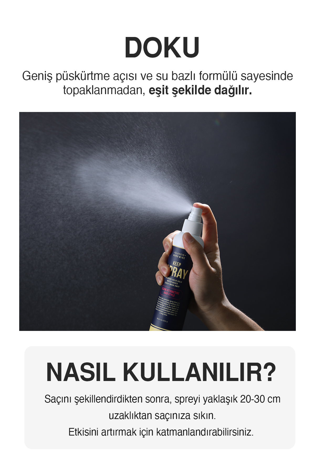 Pomad Etkisini Artıran Uzun Süre Etkili Saç Sabitleyici Sprey Classic Hard Wire Keep Spray — 8724 — تصویر 7 از 8