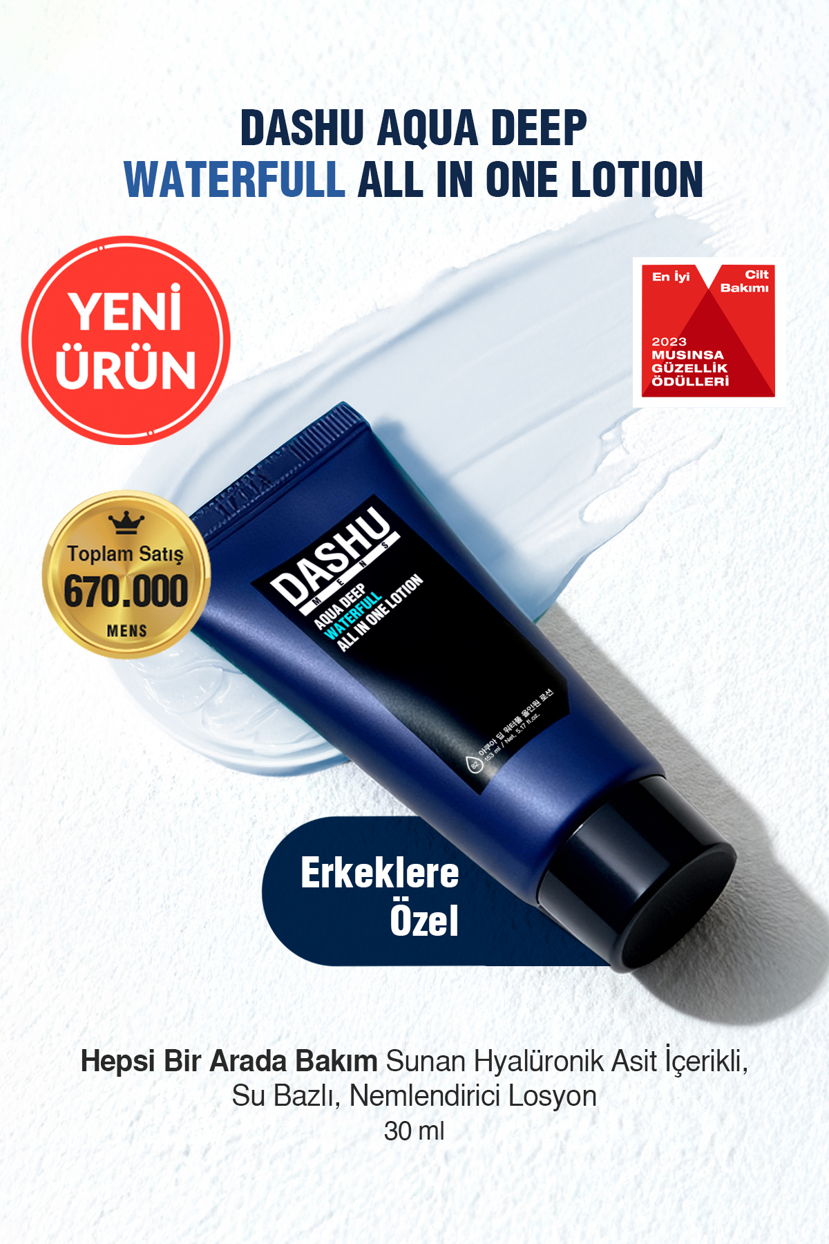 Dashu Hyalüronik Asitli Hepsi Bir Arada Bakım Losyonu DASHU Mens Aqua Deep Waterfull All in One Lotionll i — 8815