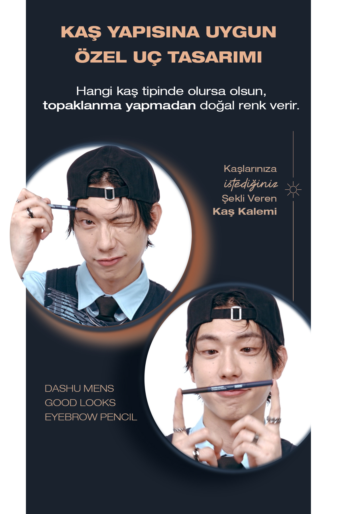 Doğal Görünümlü, Açılı Uçlu ve Taraklı Çift Taraflı Kaş Kalemi Mens Good Looks Eyebrow [Black] — مشکی 111662 — تصویر 8 از 9