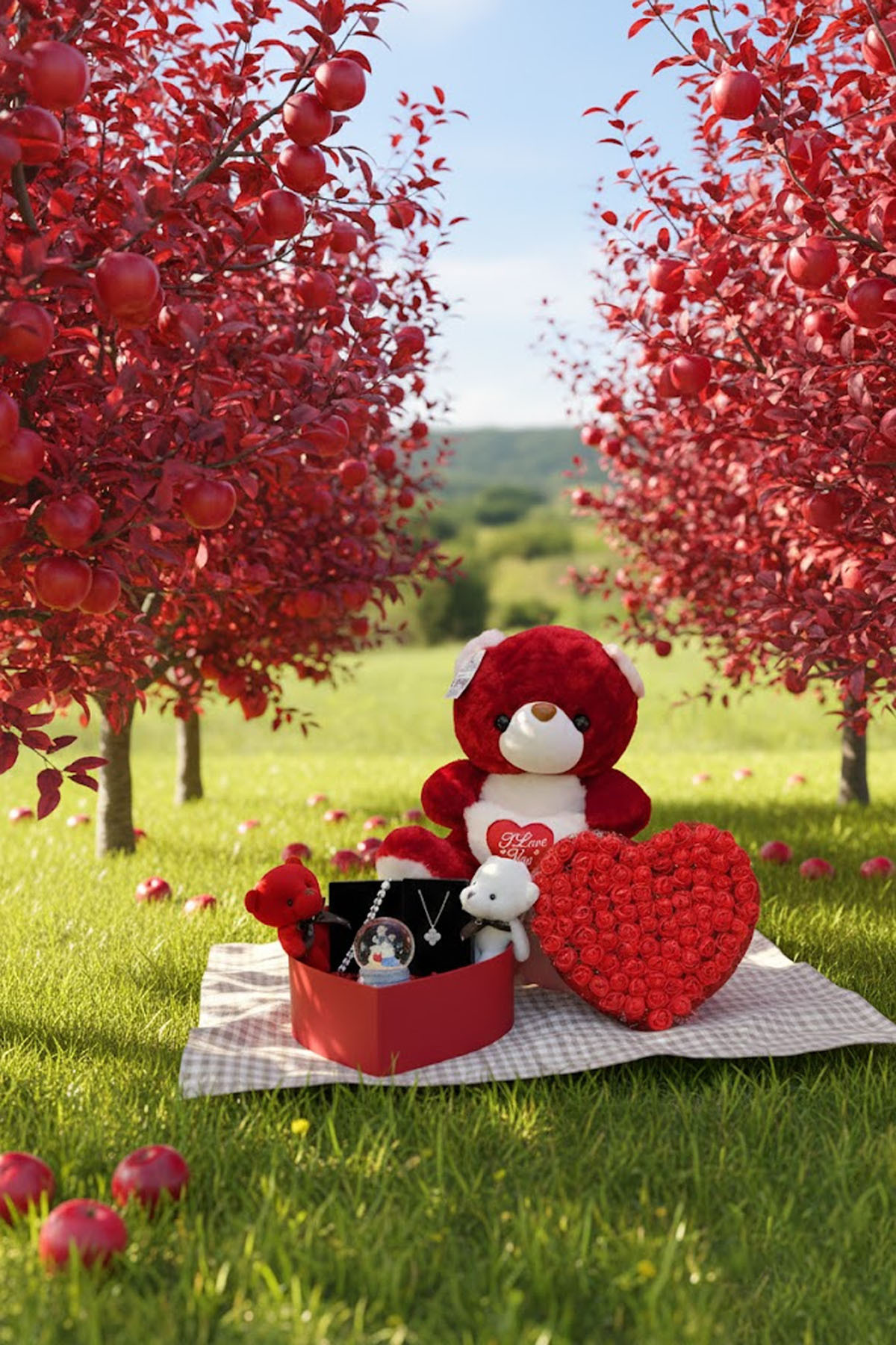 Kırmızı Ayıcık Tasarım Hediye Seti - Sevgiliye & Arkadaşa Özel - Doğum Günü ve Yıl Dönümü Hediyesi