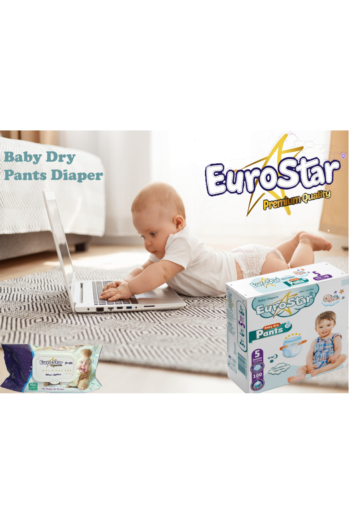 EuroStar Jumbo Kilot Bebek Bezi 5 Numara 100 Adetli fotoğrafı 2 (önizleme)