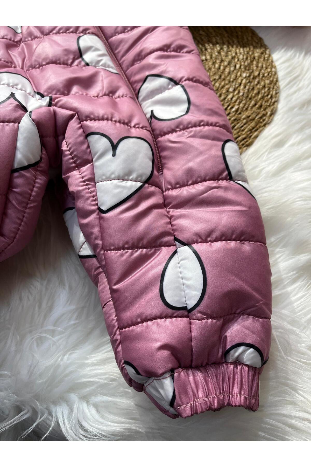 mayakids KALP DESENLİ PEMBE İÇ KISMI PELUŞ ASTRONOT KIZ ÇOCUK MONT fotoğrafı 5 (önizleme)