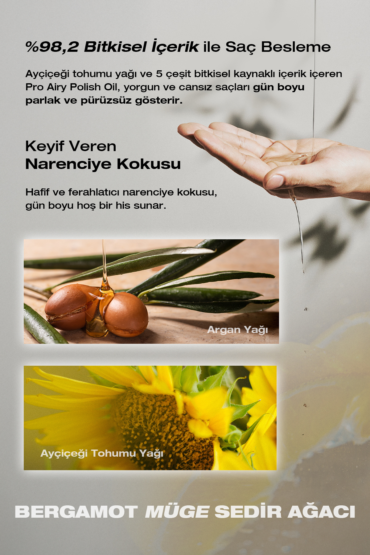 Saça Parlak ve Islak Bir Görünüm Sunan Bitkisel Özler İçeren Saç Yağı Pro Airy Polish Oil 30ml — 8727 — تصویر 7 از 9